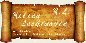 Milica Leškinović vizit kartica